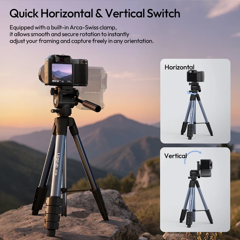 Ulanzi TT39 Video Tripod for Smartphone Camera Video Light Livestream Vlog Shot with Phone Clamp Horizontal Vertical Photography 4