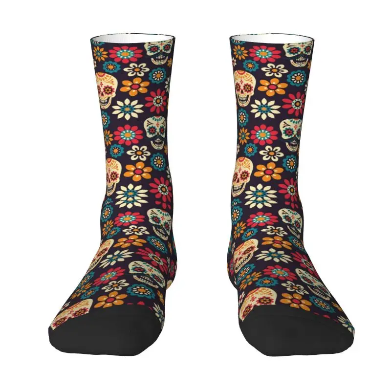 

Novelty Printing Day Of The Dead Pattern Socks for Men Women Stretchy Summer Autumn Winter Sugar Skull Santa Muerte Crew Socks