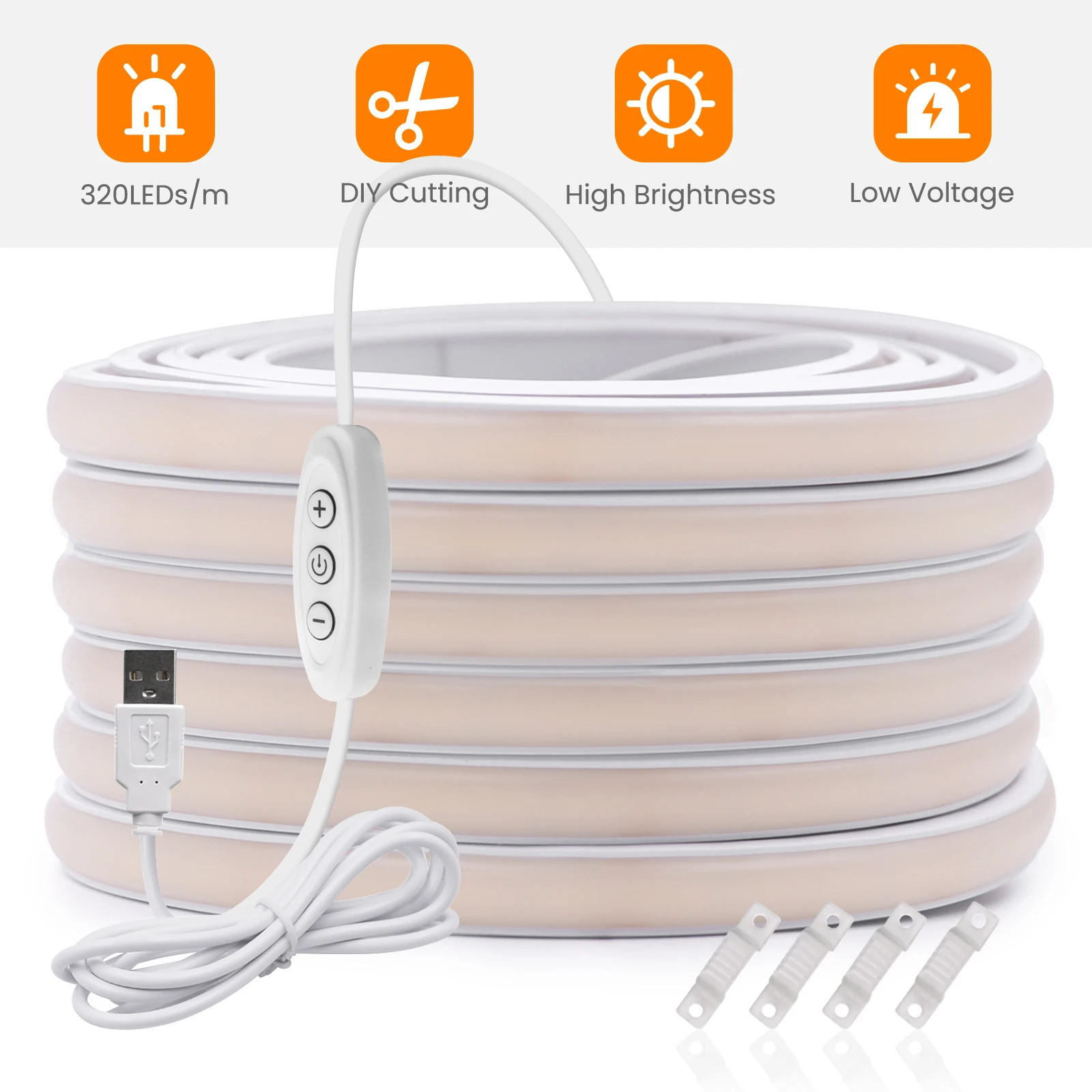 Waterproof COB LED Strip USB 5V 320LEDs/m Flexible Neon Lights Sc44f0ebd9ed84a47a5f9d57ea4208009k