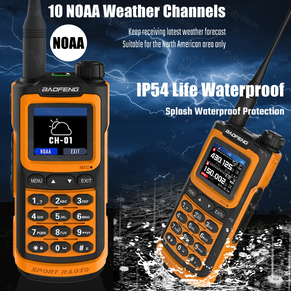 2Pack Baofeng Walkie Talkie True 10W Long Range Portable 1000 Channel Ham FM Radio UHF VHF USB-C Charge Two Way Radio Waterproof 3