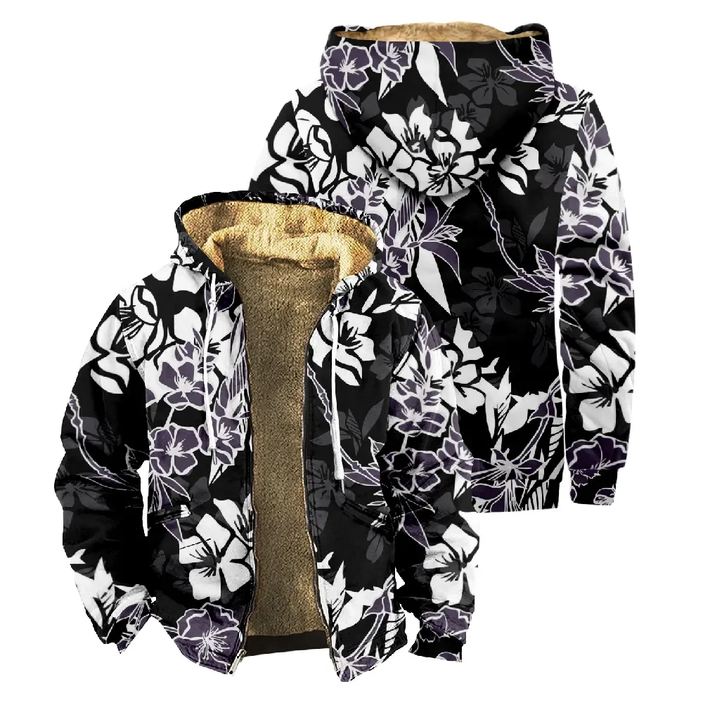 New Black Flowers Design Zipper Hoodies Merch Hoodie Winter Men/Women Streetwear Dress Up Full Zip Hooded long sleeve