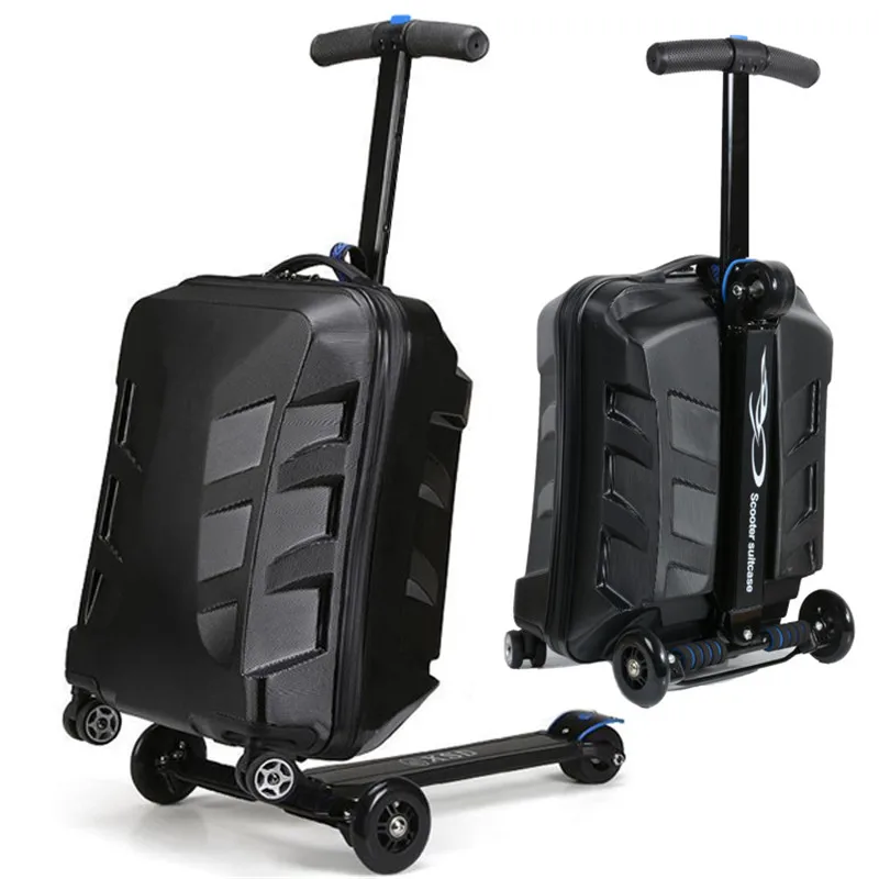 

Personality Cool Scooter Suitcase Convenient Travel Carry On Spinner Wheel Multi-function Travel Luggage 21" Suitable For Kids