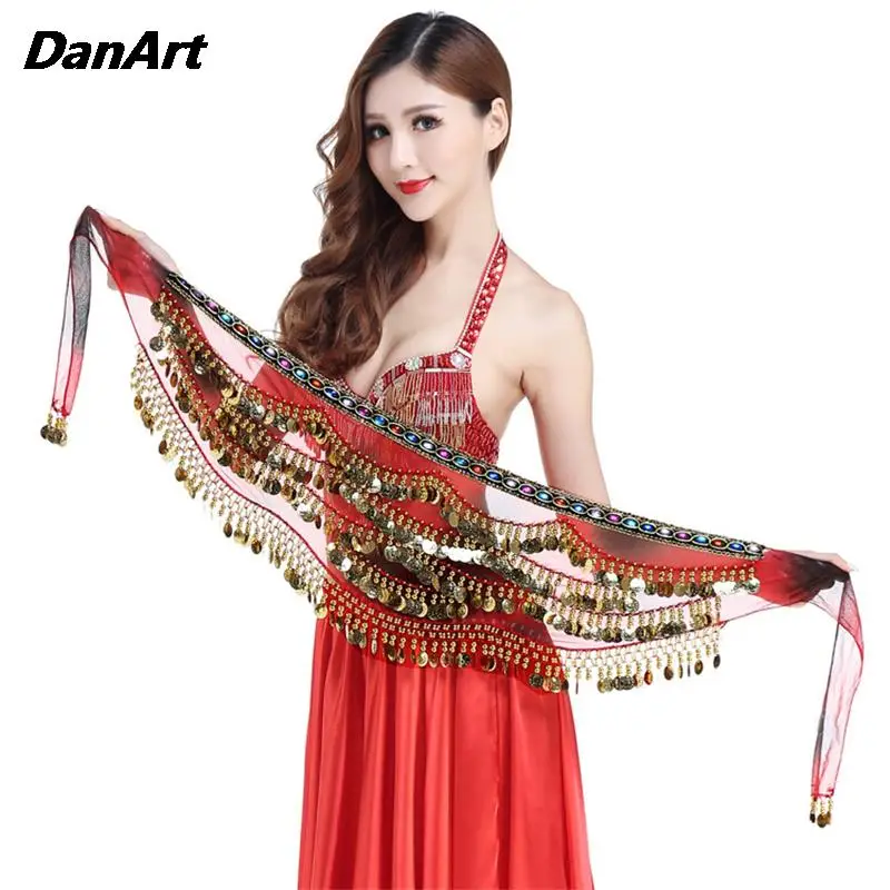 

Belly Dance Waist Chain Skirt Indian Dance Stage Performance Practice Hip Scarf Accessories Colorful Diamond Coins Tassel Scarf