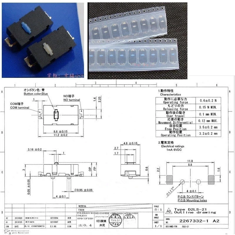 Botão Micro Switch do Mouse D2ls D2ls21 D2ls11 Apto para Qualquer Lugar mx Logitech M905 G900 G903 G603 Gpw Teclas Laterais Esquerda e Direita 10 Pcs - Imagem 3