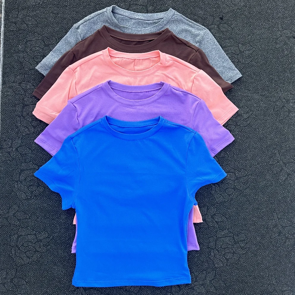 Sexy Solid color women's tight yoga short-sleeved T-shirt soft breathable belly button exposed fitness top Abdominal Slimming sports t shirt yoga top yoga shirt sports shirt