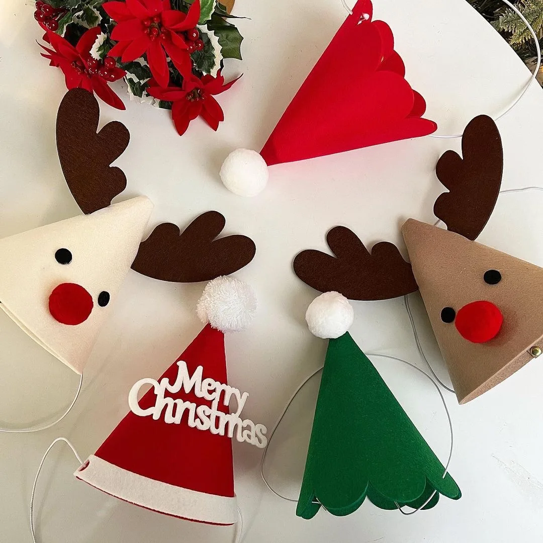 Christmas Hat Elk Tree Children's Christmas Tree Elk For Party Supplies Santa Hat Cartoon Supplies Decorative Party