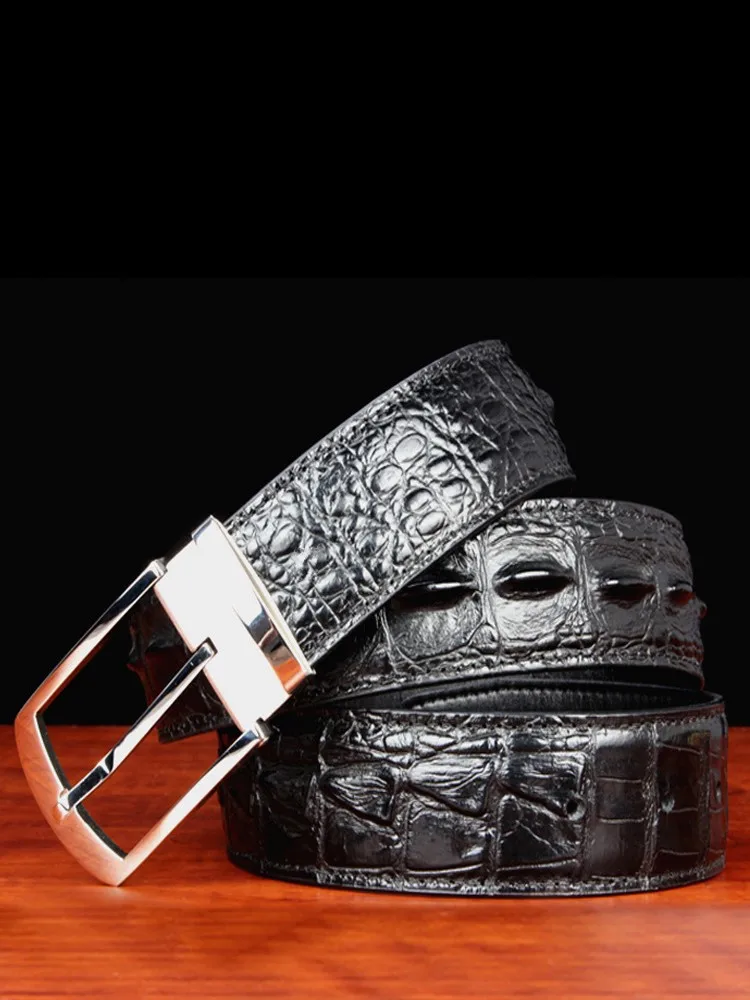 Men High Quality Crocodile Pattern Cowhide Genuine Leather Belt