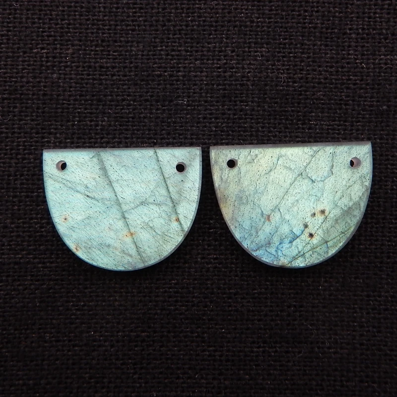 

Hot Sale Labradorite Double hole Earrings Bead, stone for earrings making 20x14x2mm3.7g