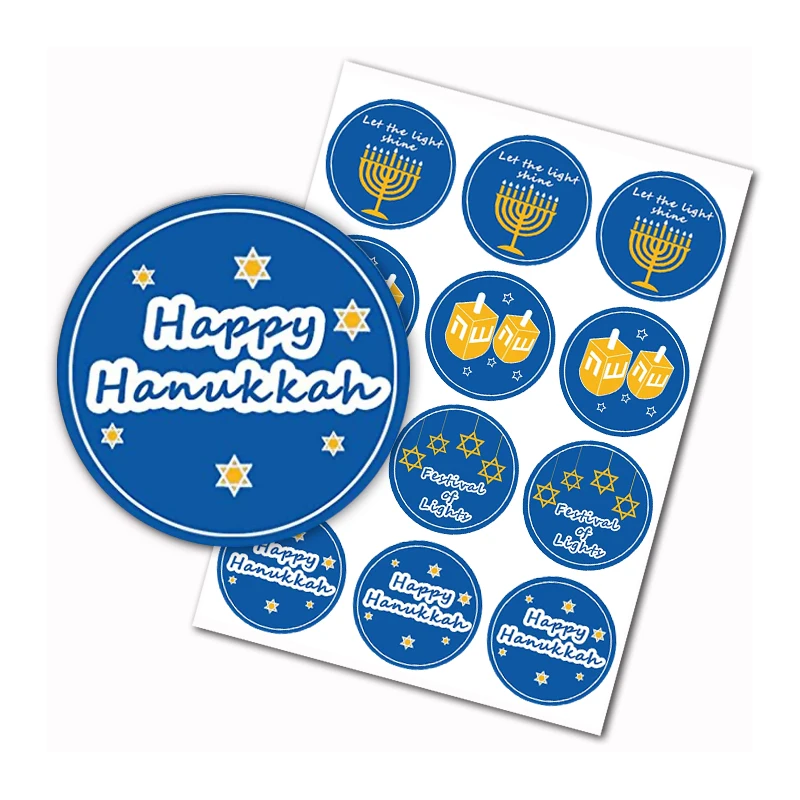 

Счастливые наклейки hanukka, фестиваль огней, наклейки Chanukah Menorah