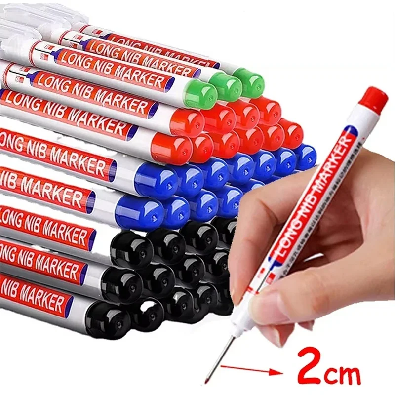 20mm 4색 딥홀 롱헤드 니브 마커 금속용 펜 방수 욕실 목공 도구 장식 다용도..