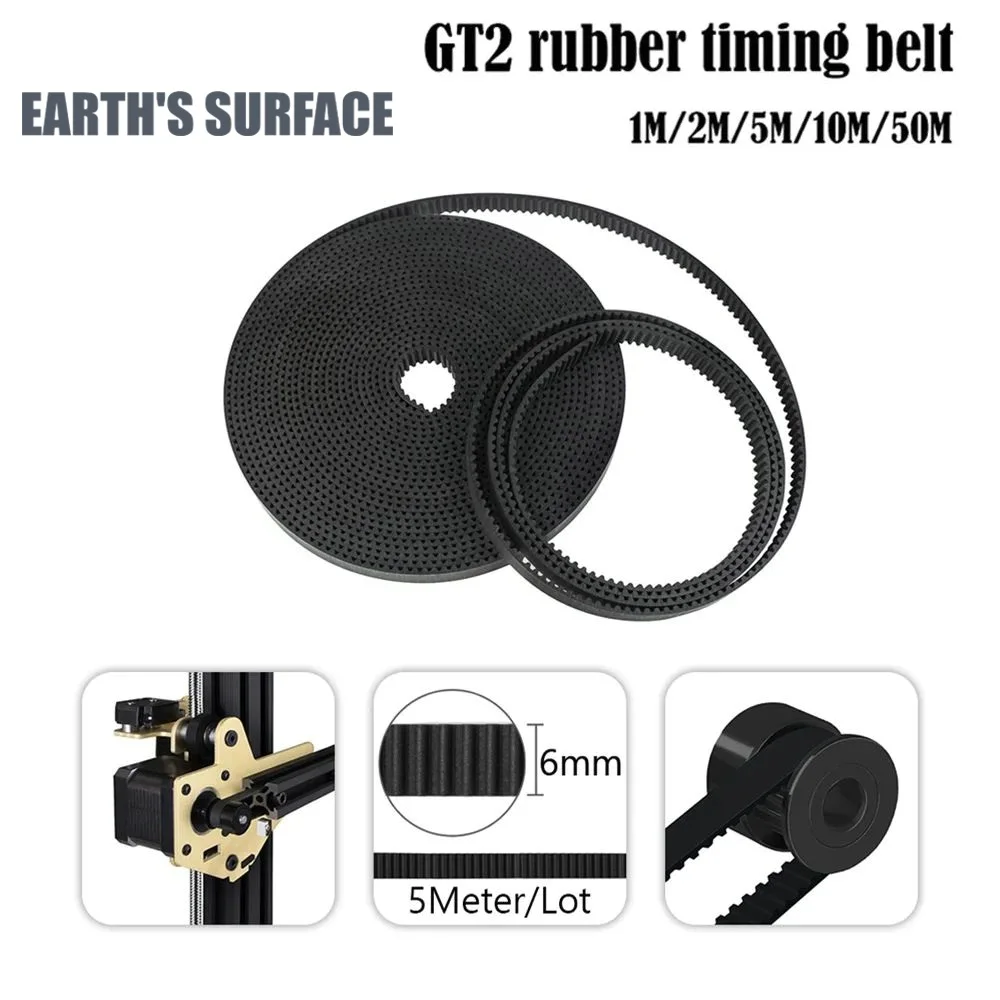 DB-3D Printer Part 5M/PC GT2-6/10mm Open Timing Belt GT2 Belt Rubber Aramid Fiber Cutting 3D Printer Engraving Machine Wholesale