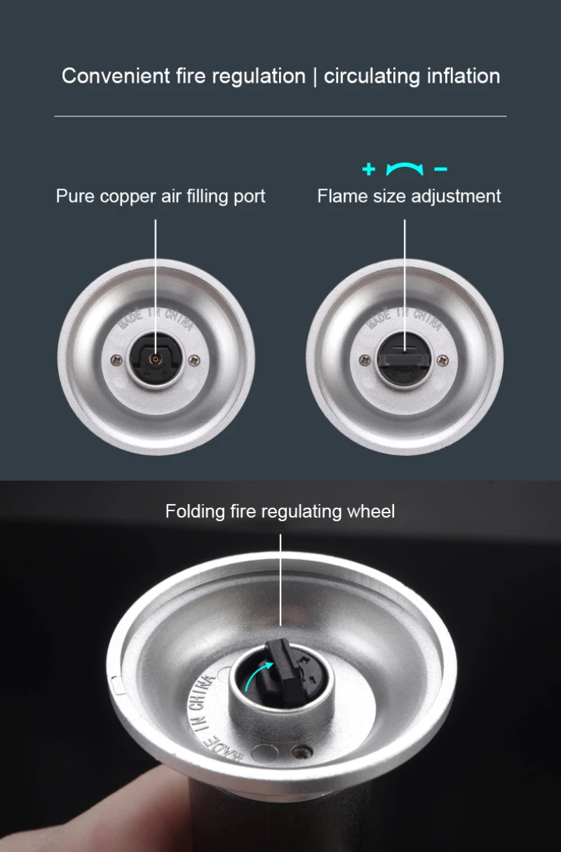 Portable Lighter Metal Flame BBQ Heating Ignition Grill Kitchen Blow Adjustable Cooking Butane Gas Lighter For Men Gift