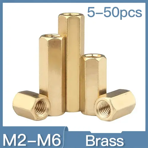 5-50pcs M2 M2.5 M3 M4 M5 M6 Double Pass Hex Brass Female Standoff Pillar Stud Mount Spacer Hexagon PCB Motherboard Nut Hollow