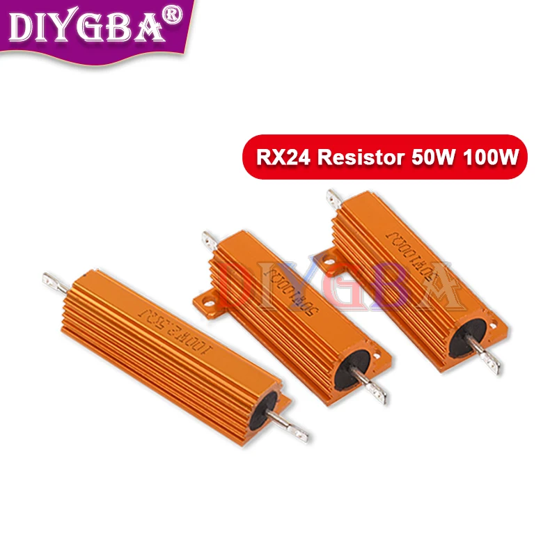 Wirewound Resistor RX24 50W 100W Aluminum Power Metal Shell Case 1K 10K 1 6 8 10 20 200 500 Ohm Resistance 0.01R ~ 100K
