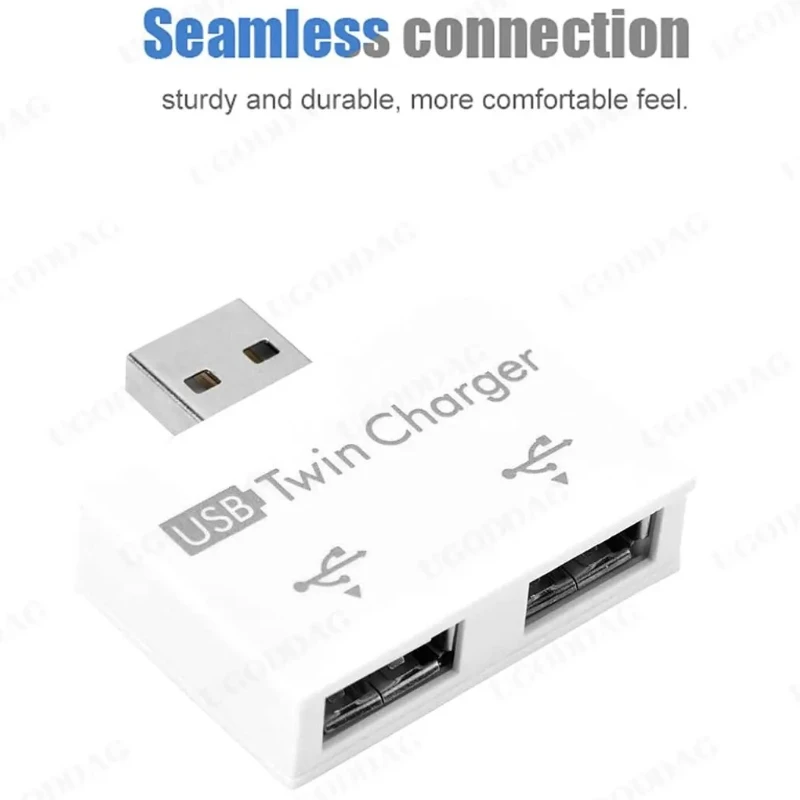 USB 트윈 충전기 분배기 어댑터 컨버터 키트, 휴대 전화 노트북용 소형 USB 허브, USB 2.0 수-2 포트