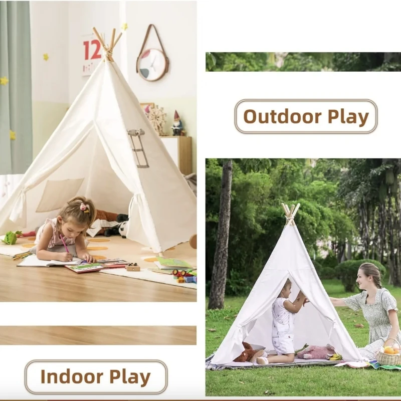 Foldable Indian Tent for Children Play House Kids Cotton Canvas Camping tent Child Gift Little Beach Party Decoration палатка 4