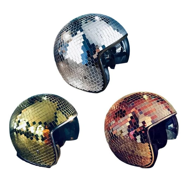 Disco ball Helmet Full GOLD with Retractable Visor. QUICK DELIVERY - .de