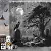 Spooky Horror Halloween Skeleton Crow Shower Curtain Black Bat Black Cat Polyester Fabric Bath Curtain Bathroom Decor With Hooks 2