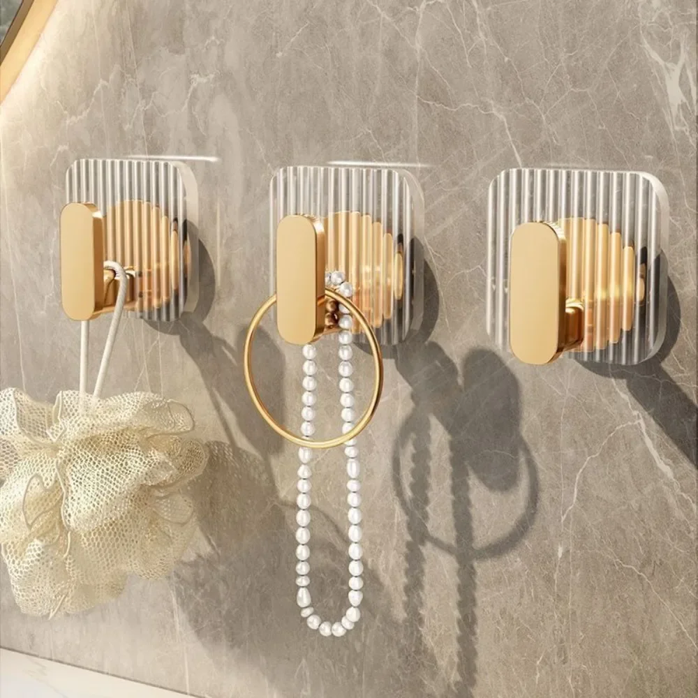 Luxury Gold Square Adhesive Hook - No-Drill Heavy-Duty Wall-Mounted Towel Hanger