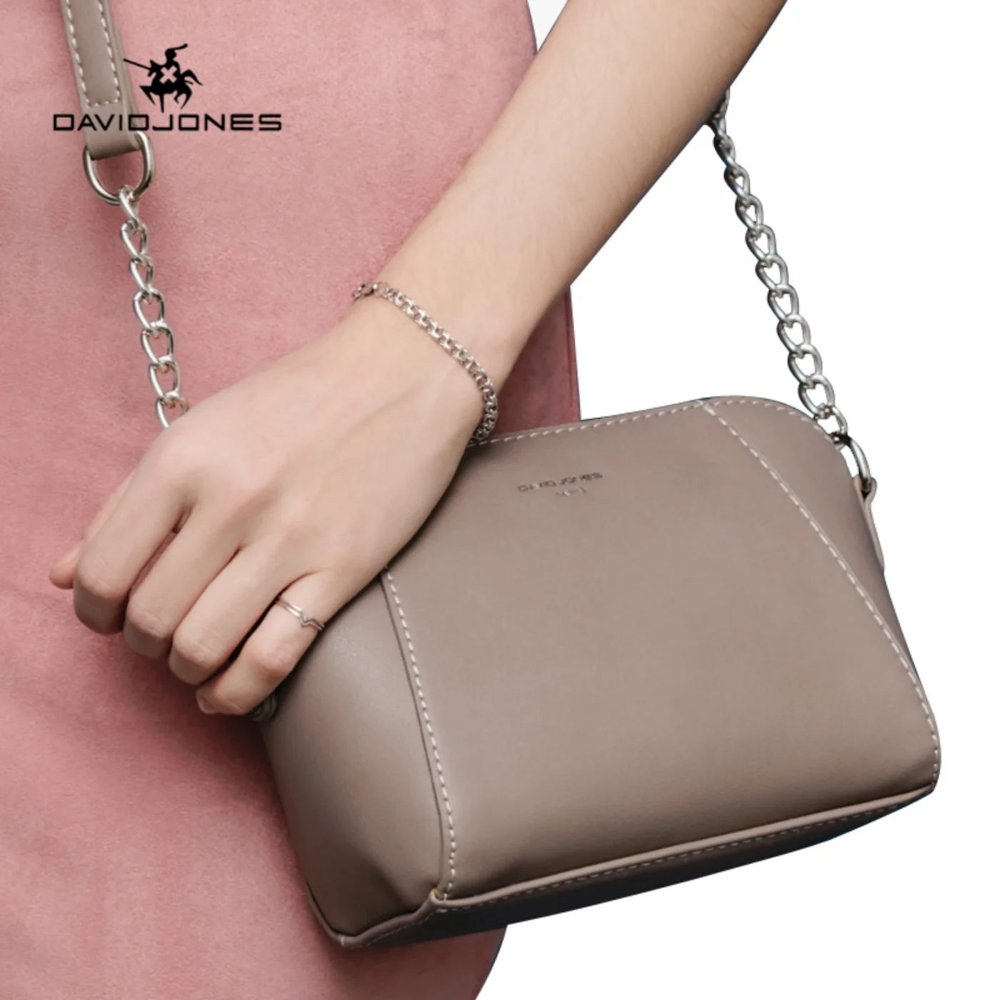 

David Jones New Women's Fashion Handbags Retro Solid Color PU Leather Shoulder 2024 Underarm Bag Casual Women Handbags