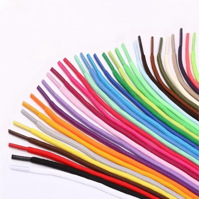 1Pair Round Shoelaces Polyester Solid Martin Boot Shoelace Casual Sports Boots Shoes Lace 120cm Multiple Colors 4mm