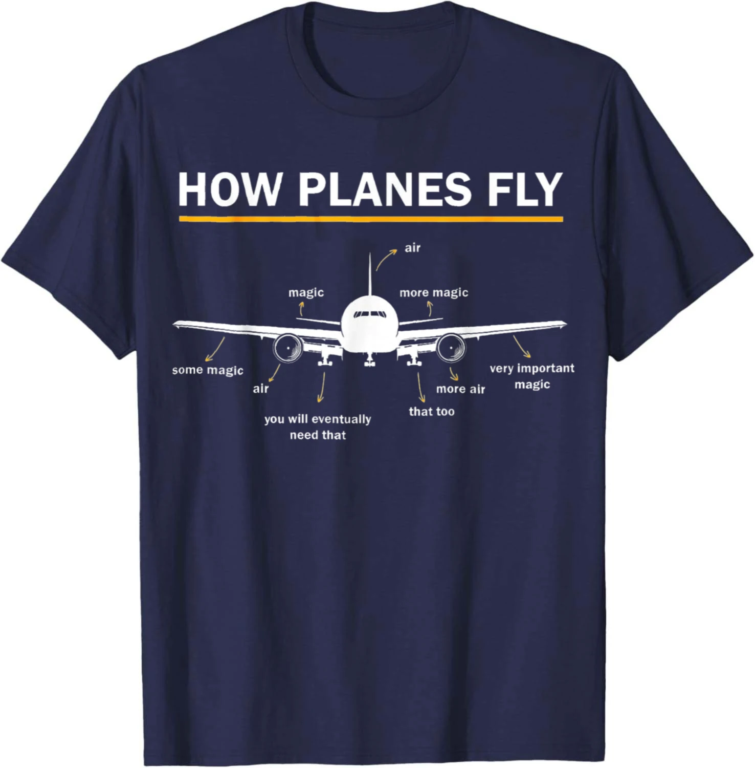 Diagramm „Wie Flugzeuge fliegen“ Lustiges Luft- und Raumfahrt-Ingenieur-Luftfahrt-T-Shirt aus Baumwolle für Damen und Herren, Kleidung, Tops, Harajuku, Camiseta, Streetwear