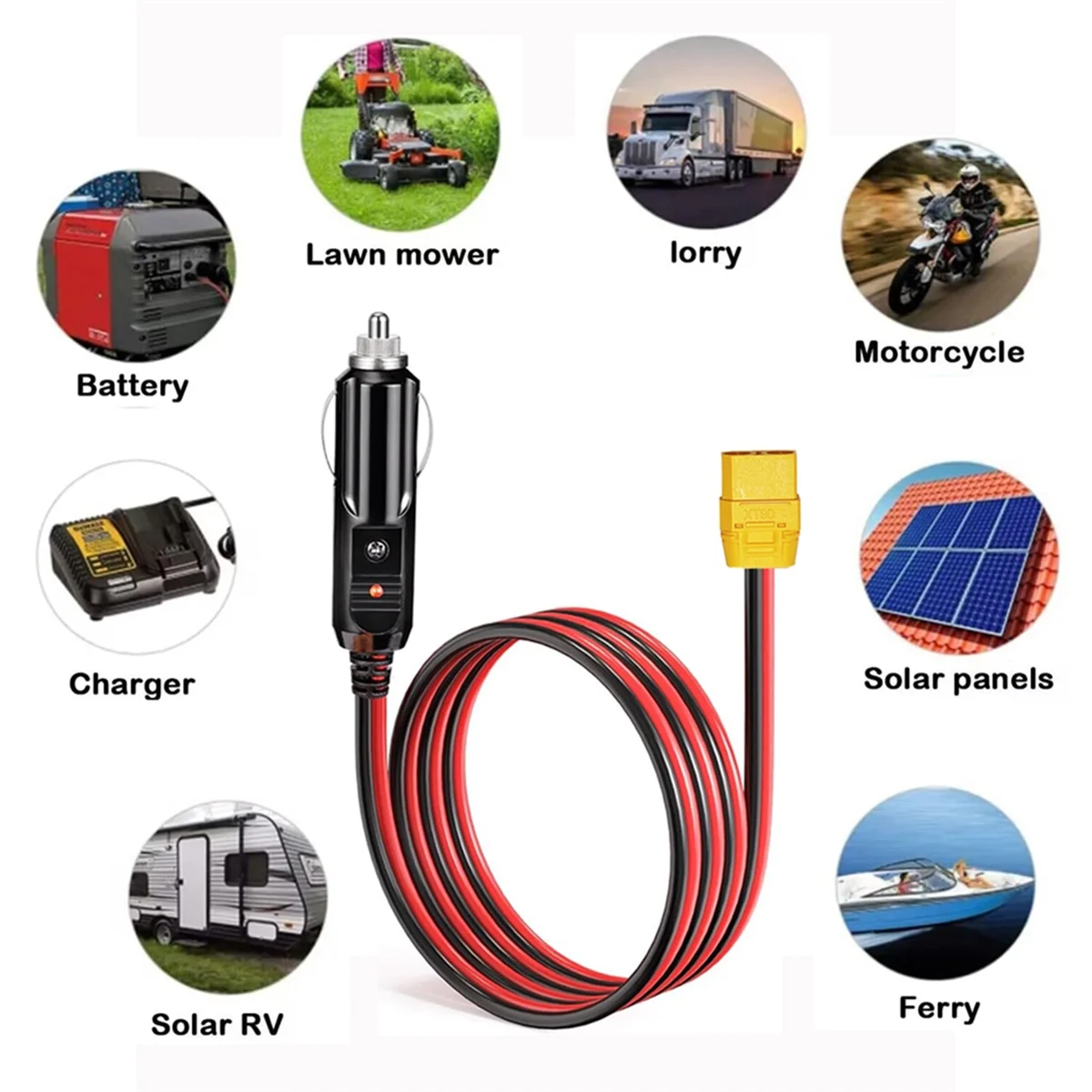 Newest Lighter Charging Cable XT90 Female Connector to Car Cig Lighter Male Plug for Solar Generator Power Station 14AWG 12V 2