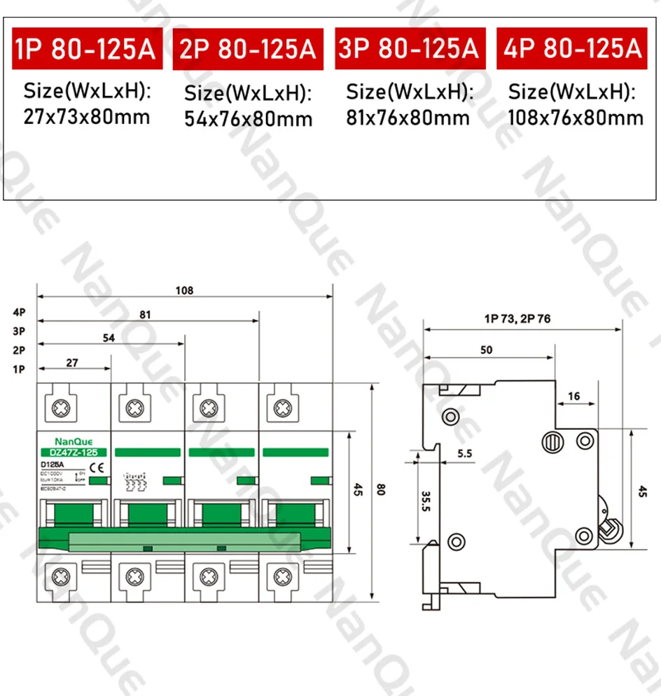 DC MCB 250V 500V 750V 1000V 1/2/3/4 Pole Photovoltaik Schalter Solar Panel Schutz Leistungsschalter für DC 16A 32A 50A 100A 125A – Detail 7