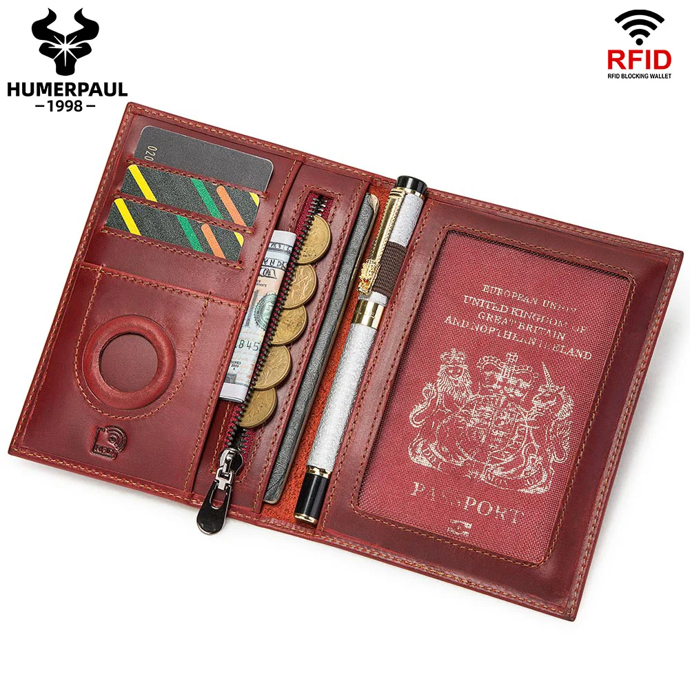 HUMERPAUL Premium Leather Travel Passport Wallet with RFID Protection