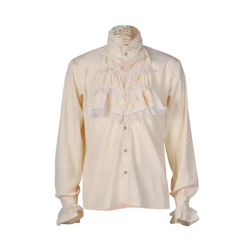 Men's Renaissance Steampunk Pirate Shirt – Victorian Gothic Poet Blouse With Jabot Collar