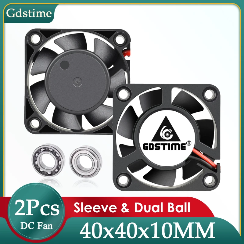 2PCS Gdstime 4cm 4mm DC 5V 12V 24V 4010 Dual Ball Brushless Cooling Fan 40x10mm Computer PC Case Axial Fan for 3D Printer Cooler