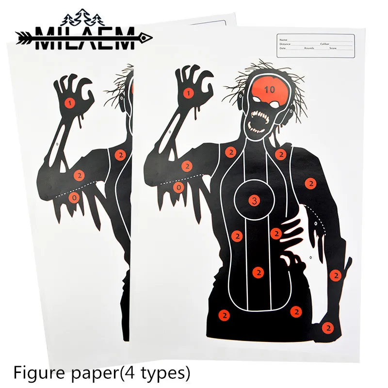 12 Pcs 45*33cm Shooting Targets Paper Silhouette Splatter Reactive Paper Targets Fun Feature Pictures Training Accessories