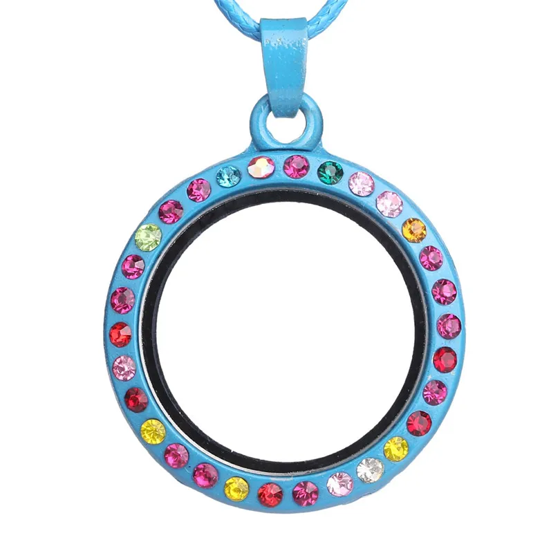 10PCS Round Mix Rhinestone PU Leather Rope Floating Locket Alloy Pendant Charm Jewelry DIY Making Necklace Keychain Women Men