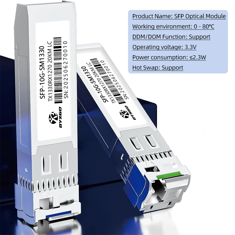 Fiber Transceiver Module SFP Transceiver Module BIDI LC 10G SFP Optical Module For Cisco/Mikrotik/Ubiquiti Router/Switch Adaptive SFP+ Module Zinc alloy SM SFP Transceiver