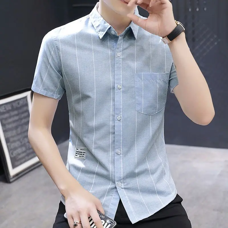 thumbnail image 1 of Camisas y blusas de manga corta con estampado para hombre de negocios, de algodón y seda con estampado de lunares, baratas, nuevas en Asia, ropa S, 1 of 5