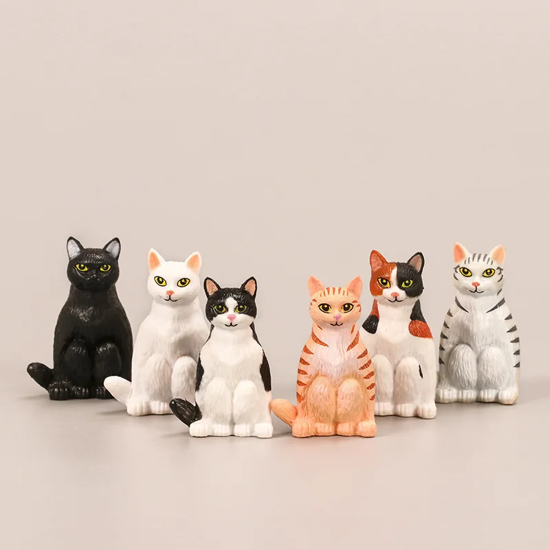 

Japanese Cartoon Simulation Animal Sitting Kitten Figurine Toys PVC Cat Craft Ornament Model Decorations Dolls Sets Kids Toys