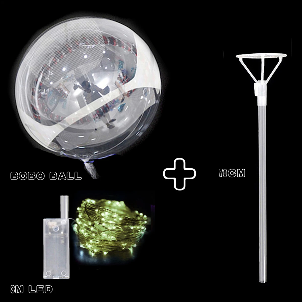 thumbnail image 1 of 10 globos de colores, globo LED Bobo, globo de burbuja transparente, cadena de luces brillantes con palos, suministros para fiestas de Halloween y Navidad, 1 of 5