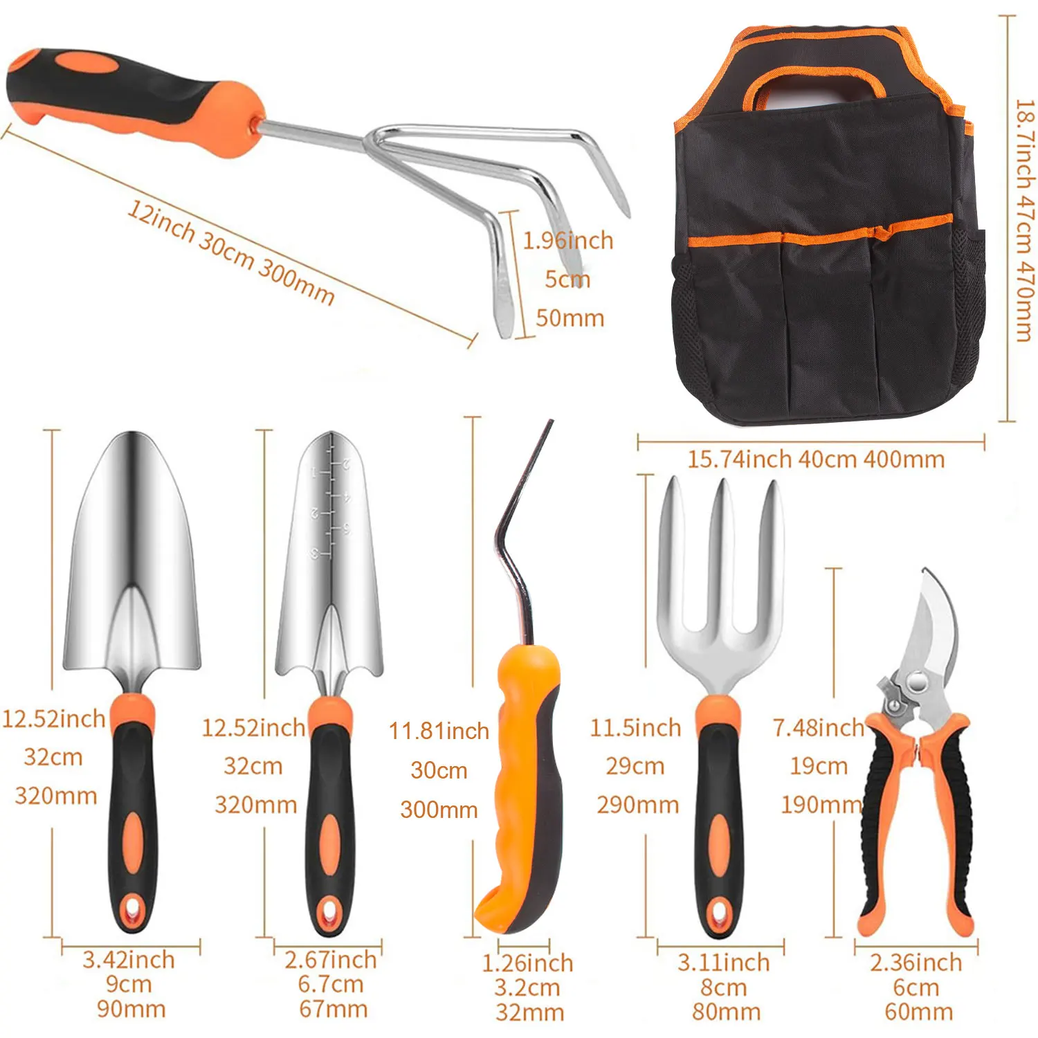Heavy Duty Garden Tool Set with Tote Bag 2
