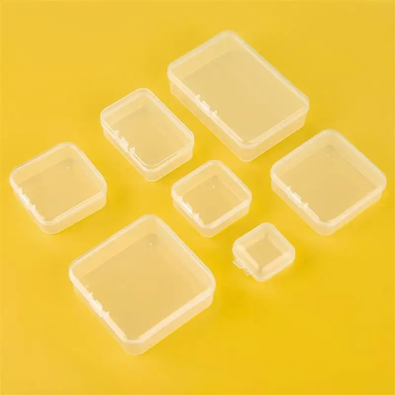 10pcs 플라스틱 상자 직사각형 상자 반투명 상자 포장 상자 보관 상자 방진 단단한 강한 보석 보관 케이스 컨테이너