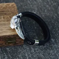 Norse Odin Raven Skull Punk Black Brown Genuine Leather Adjustable Cuff Bracelet Bangles Mens Womens Accessories Dropship 1