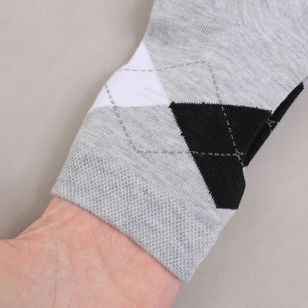 5Pairs Men Long Socks Diamond-shaped Lattice Mature Stylish Vintage Men Sock Practical  Care Skin Bamboo Fiber Sock Meia