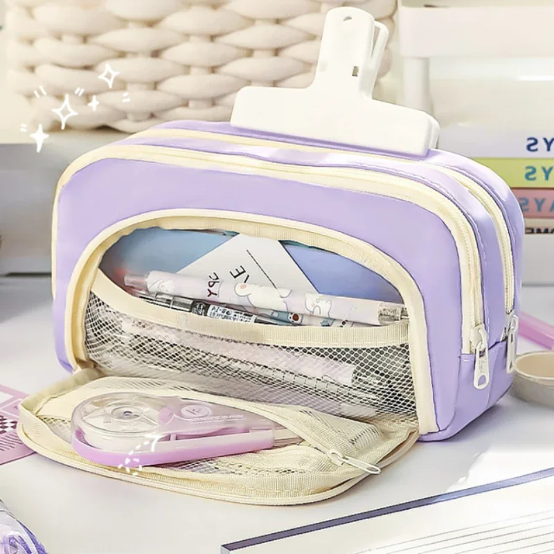 

Protable School Pen Case Ins Style Large Capacity Pencil Bag Aesthetic School Cases Zipper Pencil Pouch Big Stationery Bag