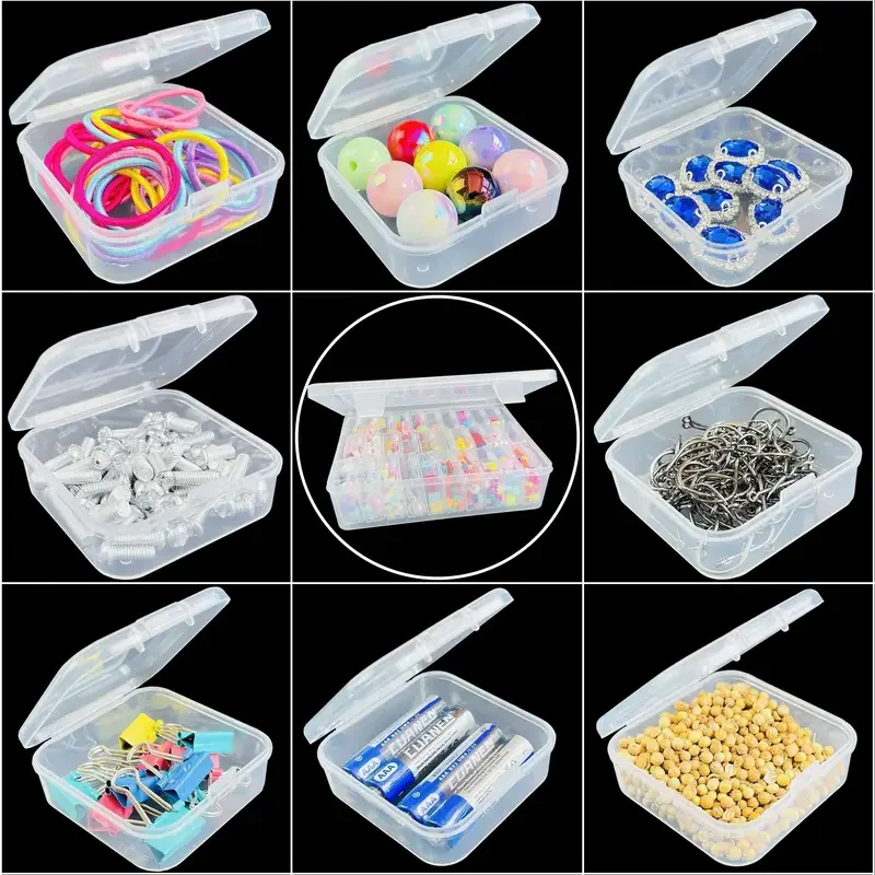 20/30pcs Plastic Clear Storage Box Set, Transparent Portable Storage Box, Multifunctional Handicraft Organizer