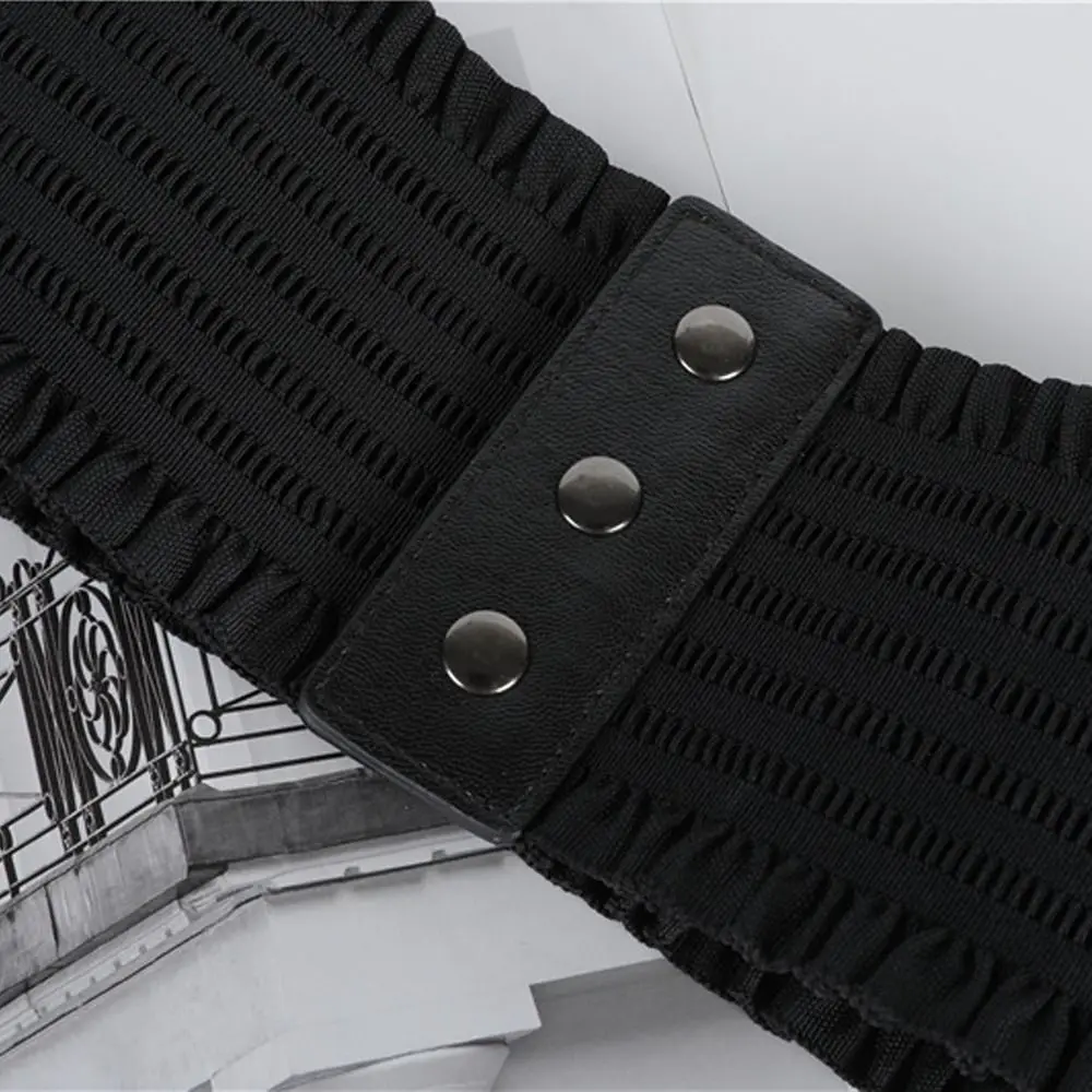 Women Leather Wide Elastic Cummerbund Waistband Belt