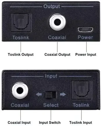Bi-directional Digital Audio Converter Optical to Coax Optical SPDIF Toslink to Coaxial and Coaxial Swticher Adapter