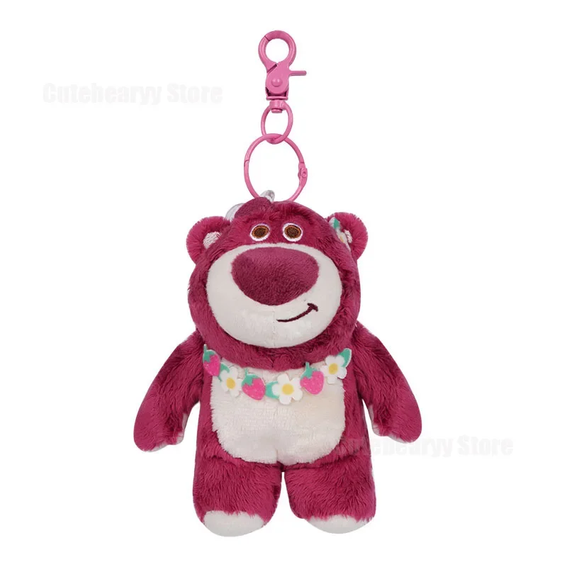 Genuine Disney Lotso Plush Pendant New Cute Cartoon Strawberry Bear Doll Kids Students School Bag Pendant Decoration Couple Gift