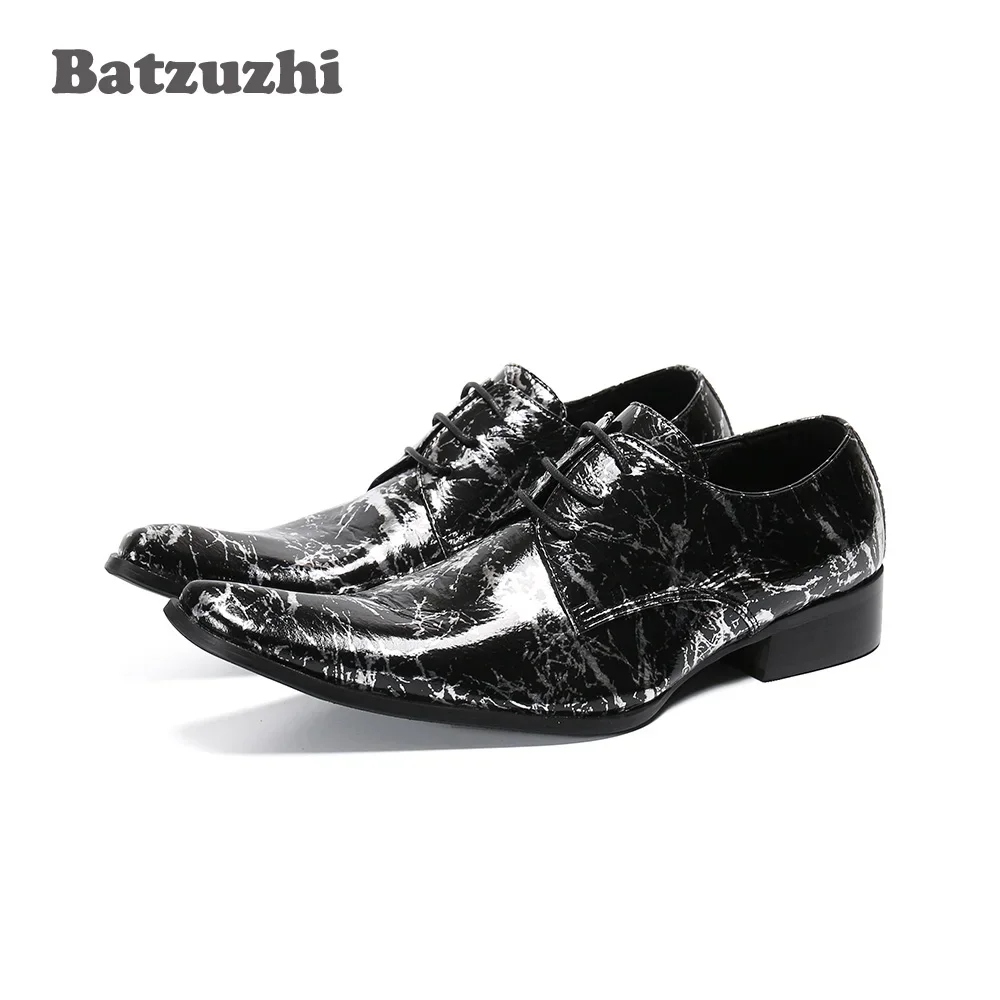 

Batzuzhi Fashion Leather Shoes Men Lace-up Black Genuine Leather Dress Shoes Business Formal Shoes Sapato Masculino, Big Size 12