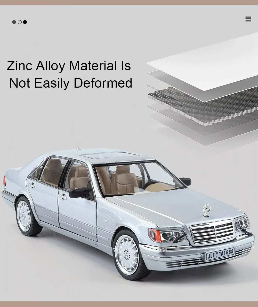 1:24 300SL W140 Legierungsmodell Spielzeug Druckgussauto mit Tonlicht Zurückziehen Türen geöffnet Miniaturmodelle Klassisches Spielzeug Geschenke für Jungen – Detail 18