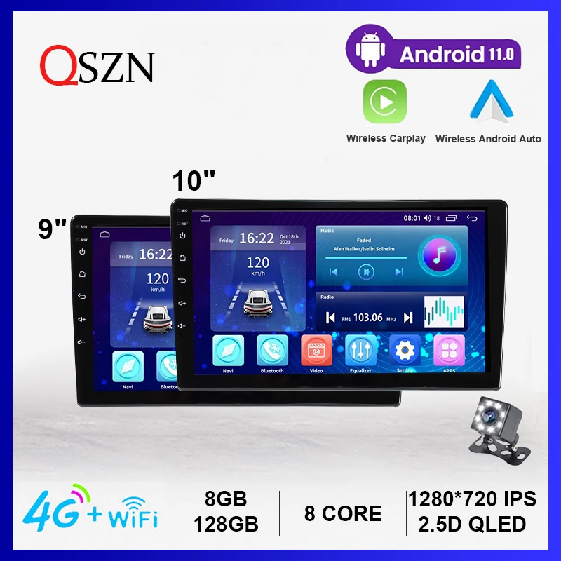 

Автомобильный мультимедийный видеоплеер, Универсальный Android 11 DSP GPS 1280*720 8 + 128G 9 ''/10'' для Toyota Nissan Hyundai Kia Peugeot Audi