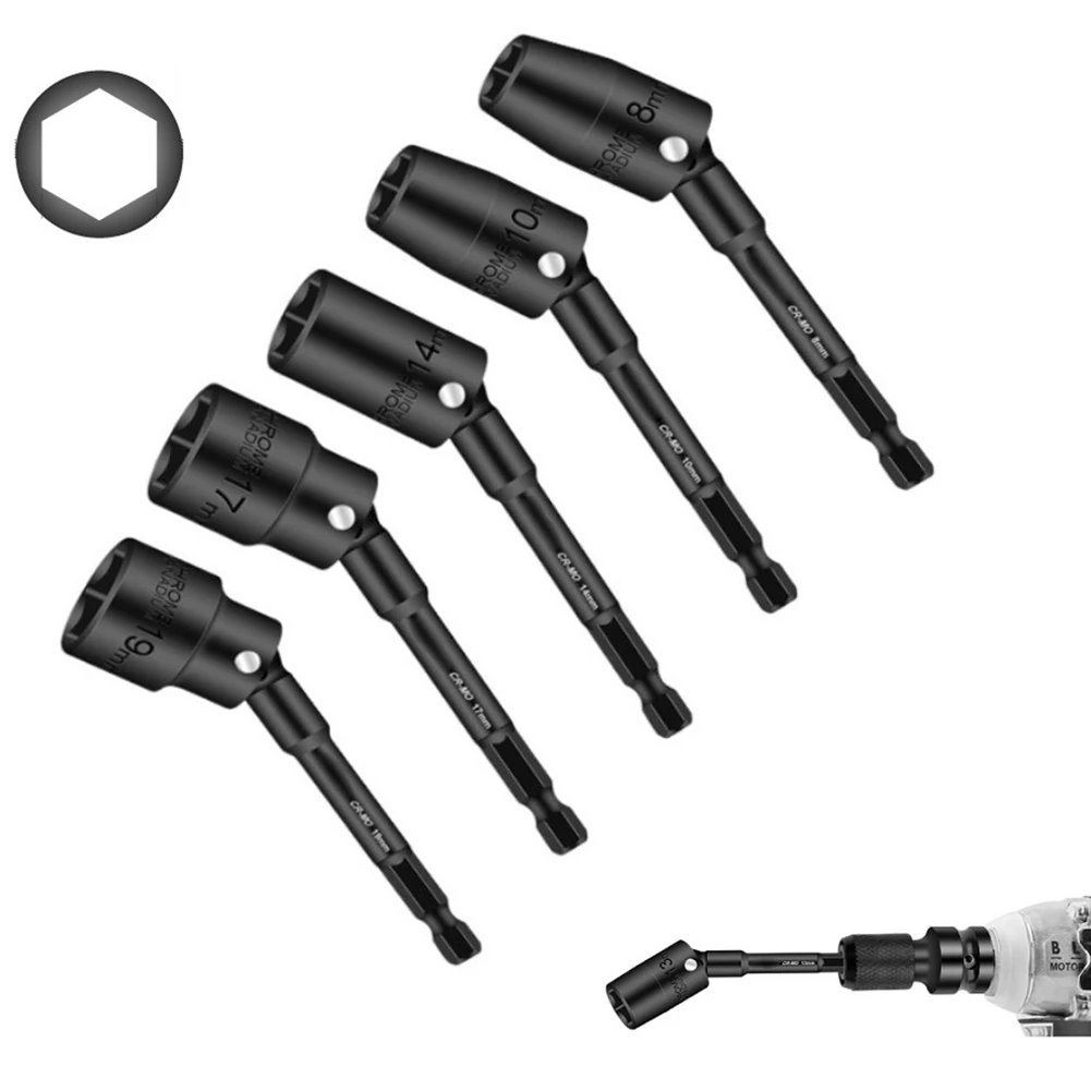 360 Degree Socket H8-H19 Hex Shank Drill Socket Adapter Rotatable Hex Nut Driver Wrench Hex Socket Head 4